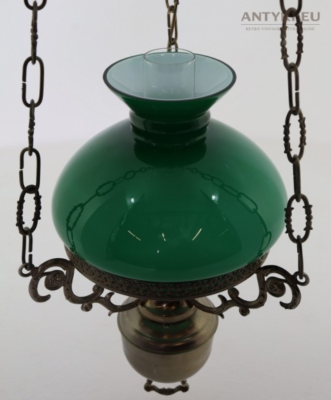 stylowa lampa z zielonym kloszem do holu