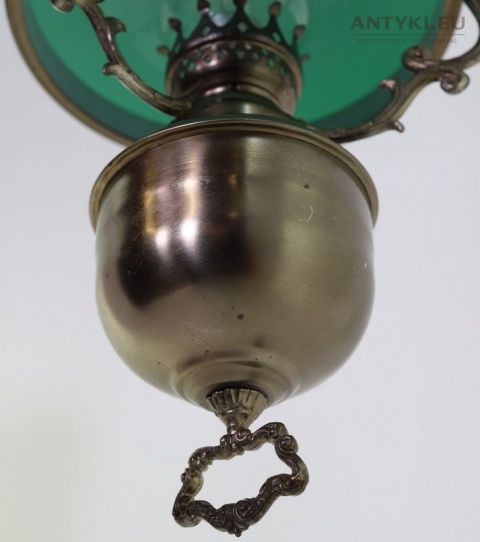 klasyczna lampa z zielonym kloszem retro