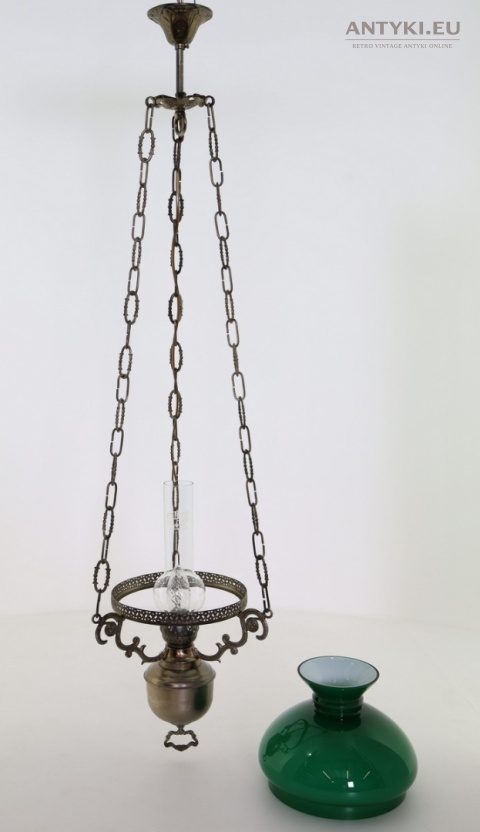 lampa retro z zielonym kloszem do korytarza