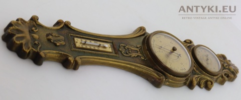 retro barokowa stacja pogody z mosiądzu