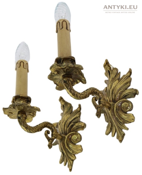 antyczne kinkiety mosiężne