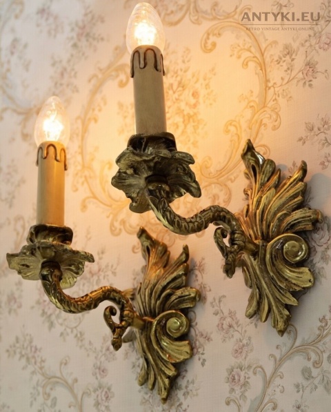 barokowe kinkiety mosiężne