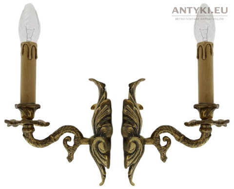 rokokowe kinkiety mosiężne