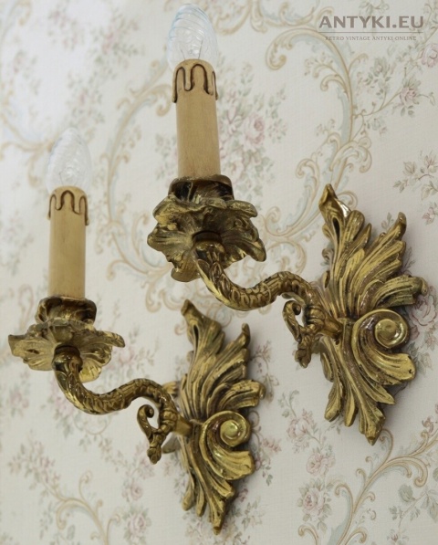 mosiężne kinkiety vintage para