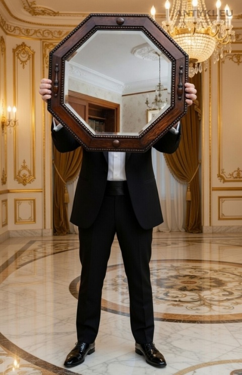 oktagonalne lustro ścienne antyczne