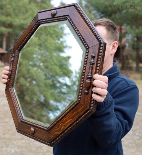 edwardiańskie lustro fazowane kryształowe