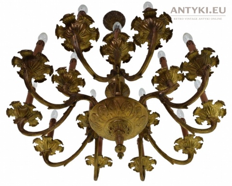 Antyczny żyrandol XXL w stylu barokowym – Austriacki unikat z lat 1930-40