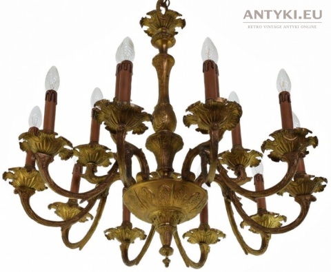 Antyczny żyrandol XXL w stylu barokowym – Austriacki unikat z lat 1930-40