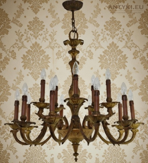 Antyczny żyrandol XXL w stylu barokowym – Austriacki unikat z lat 1930-40