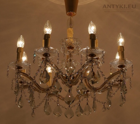 kryształowe antyczne oświetlenie salonowe vintage