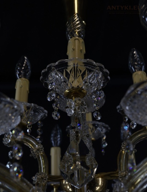 oryginalny żyrandol vintage z kryształami