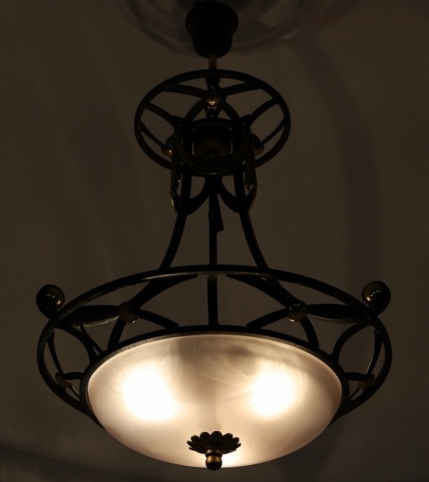 zielony retro żyrandol metalowy