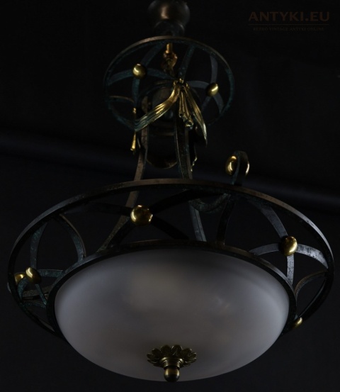 ciemna zielona mosiężna lampa sufitowa