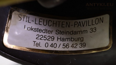 Antyczny żyrandol sufitowy vintage metal mosiądz Niemcy Hamburg – patyna zielona