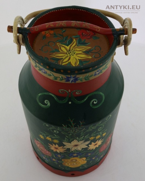 bańka na mleko vintage kwiatowe malowanie