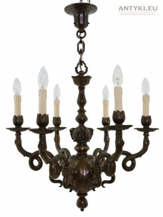 XL! DUŻY! Neobarokowy Żyrandol z brązu – Prawdziwy antyk z połowy XX wieku