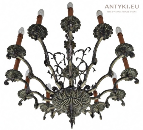 duży srebrny żyrandol barokowy