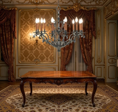 antyczny żyrandol barok antyk