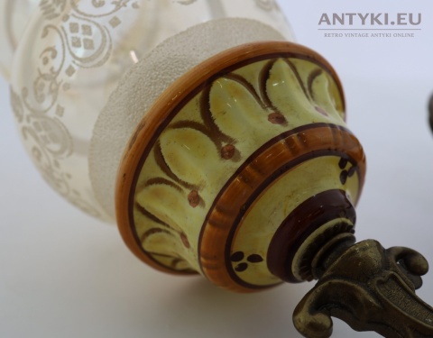 kinkiet retro z ceramiką w stylu majolika