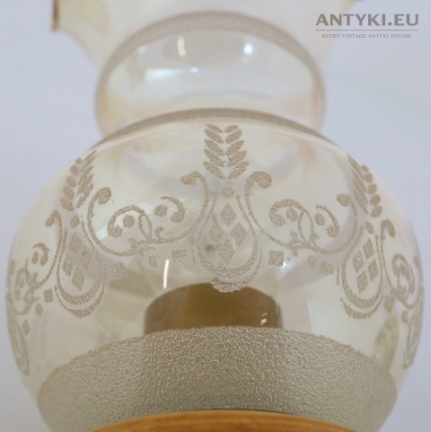 XL duże kinkiety majolika vintage z Francji – mosiądz + szklane klosze