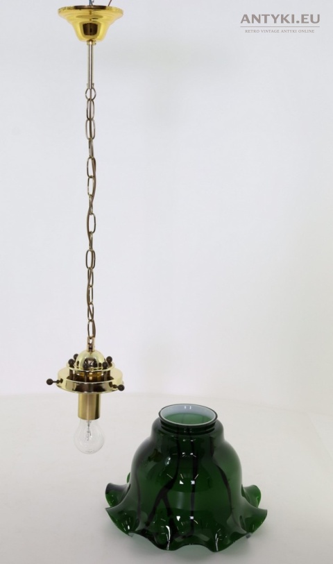 retro lampa murano zielone żyły bąbelki