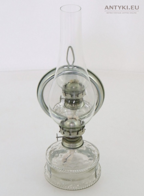 antyczna lampa naftowa szkło i metal