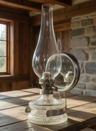 Lampka naftowa ścienna z lustrem retro vintage – przenośna