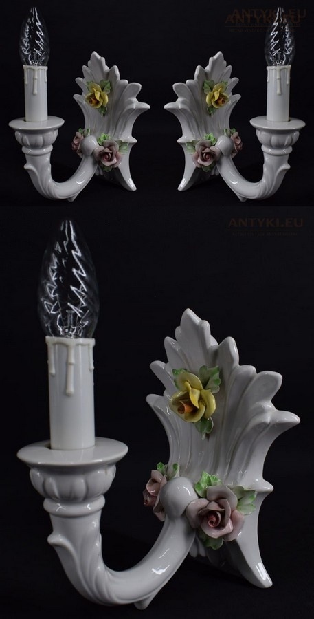 Para kinkietów ceramicznych BASSANO ITALY – retro vintage z połowy XX wieku