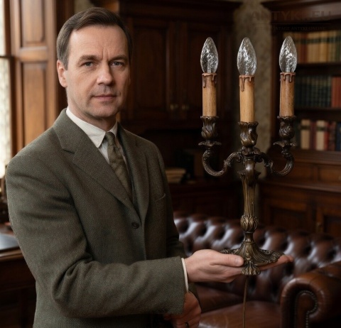 barokowa lampa stołowa vintage