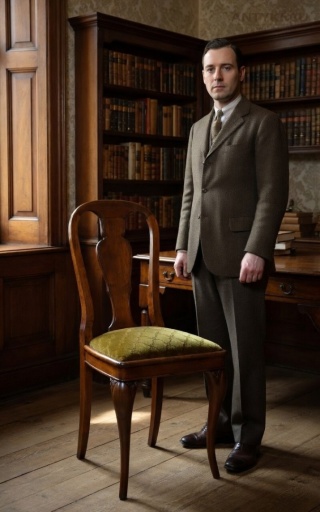 Antyczne krzesło drewniane vintage zielona tapicerka ~1950 – sprężyny, solidne