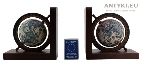 vintage podpórki do książek drewno