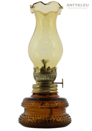 Szklana lampka naftowa vintage Made in Hong Kong lata 70–80 – mini retro oświetlenie