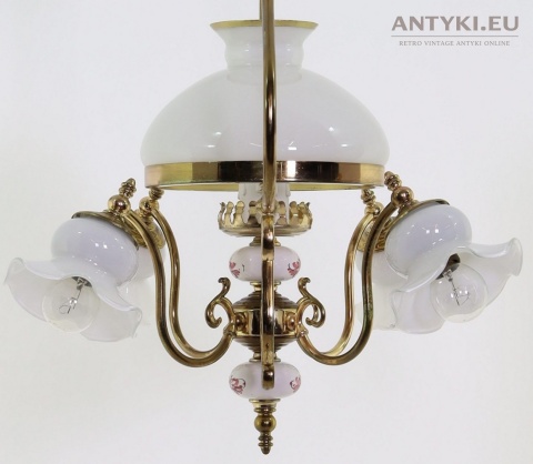 mosiężna lampa vintage na sufit