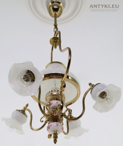 sufitowa mosiężna lampa vintage belgium