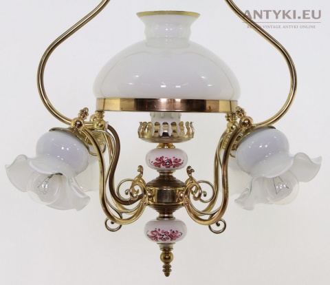 stara lampa mosiężna wisząca
