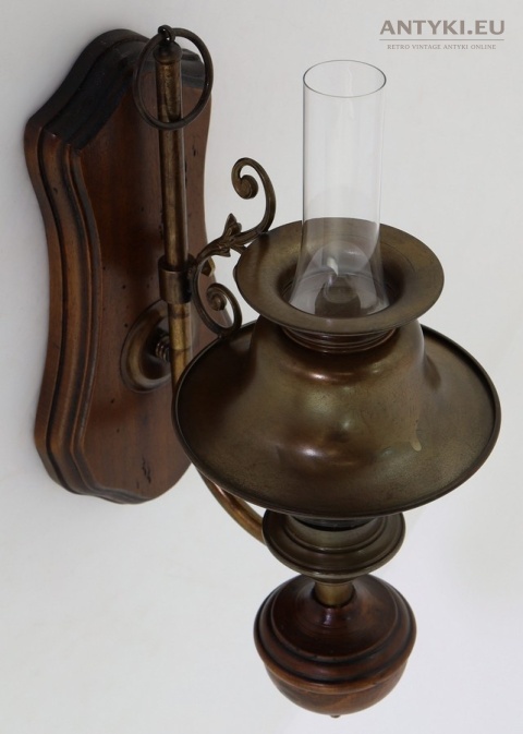 kinkiet vintage z kominem naftowym szkło