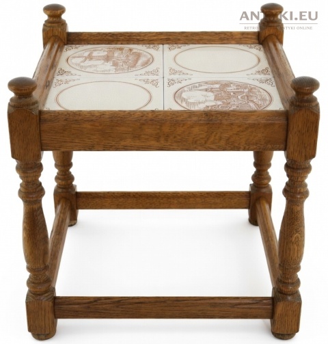 dębowy kwietnik z kafelkami