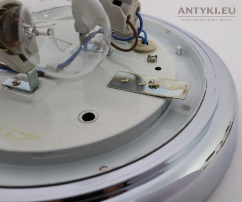 Srebrny plafon Limburg vintage – srebrny plafon z grubym szkłem, Niemcy