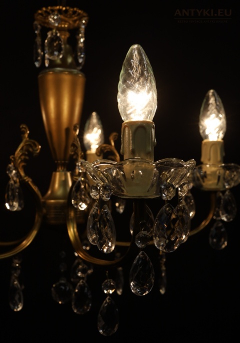 vintage oświetlenie mosiężne kryształy