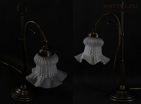 stara lampa biurkowa brązowa