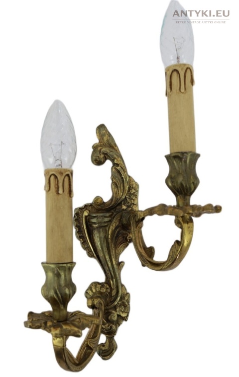 Antyczny kinkiet mosiężny barok rokoko Francja - oświetlenie pałacowe
