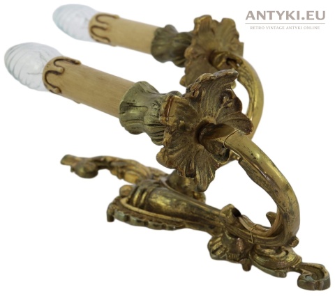 Antyczny kinkiet mosiężny barok rokoko Francja - oświetlenie pałacowe