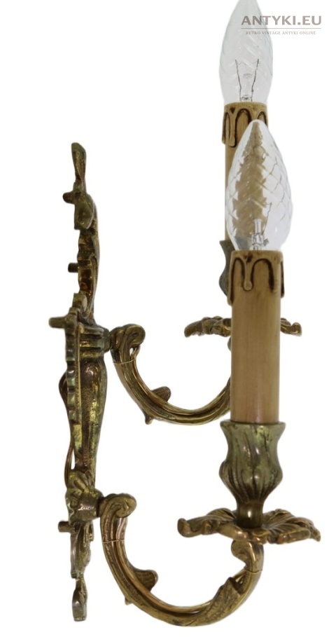 Antyczny kinkiet mosiężny barok rokoko Francja - oświetlenie pałacowe