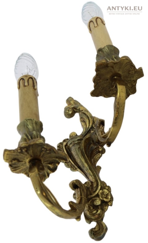 Antyczny kinkiet mosiężny barok rokoko Francja - oświetlenie pałacowe
