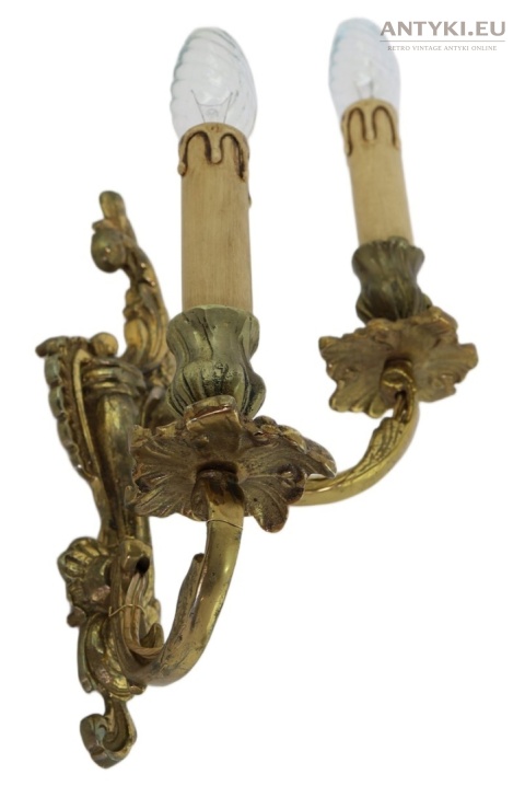 Antyczny kinkiet mosiężny barok rokoko Francja - oświetlenie pałacowe