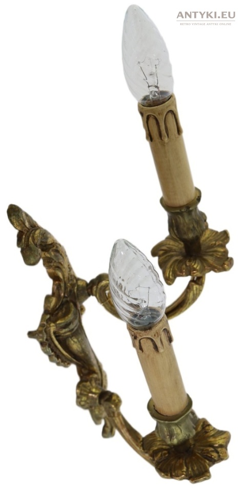 Antyczny kinkiet mosiężny barok rokoko Francja - oświetlenie pałacowe