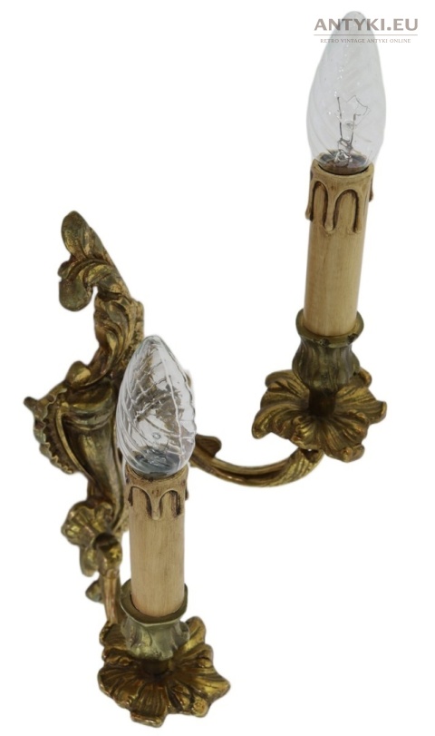 Antyczny kinkiet mosiężny barok rokoko Francja - oświetlenie pałacowe