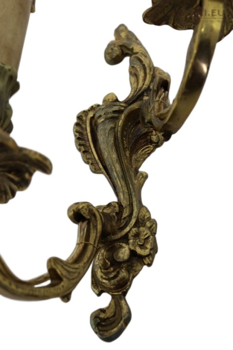 Antyczny kinkiet mosiężny barok rokoko Francja - oświetlenie pałacowe