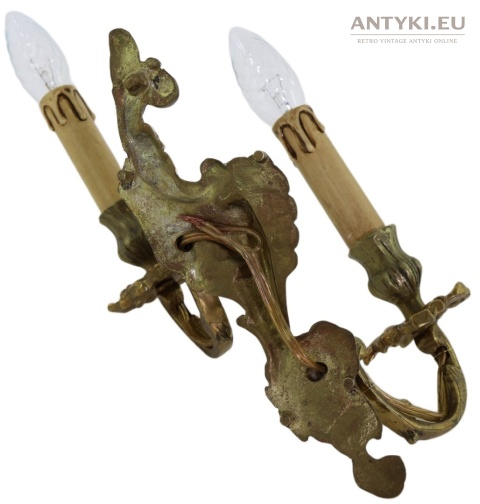 Antyczny kinkiet mosiężny barok rokoko Francja - oświetlenie pałacowe