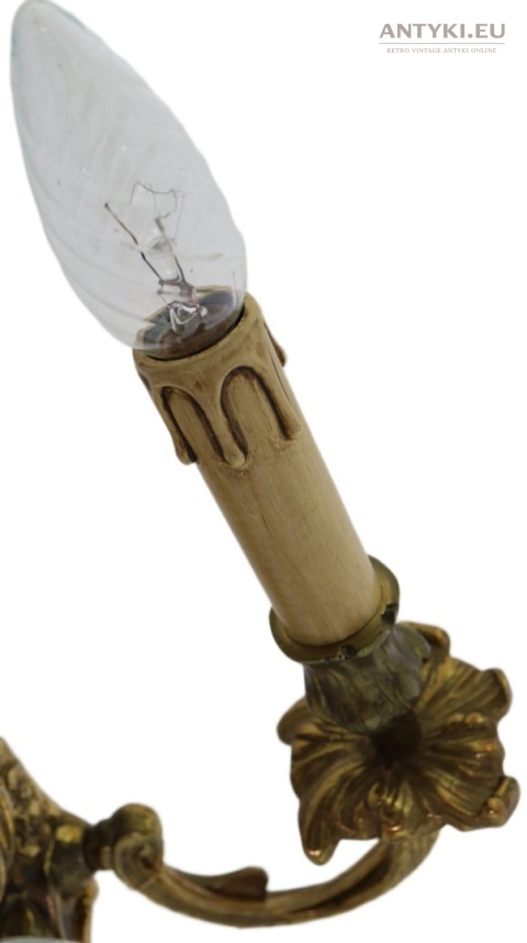 Antyczny kinkiet mosiężny barok rokoko Francja - oświetlenie pałacowe